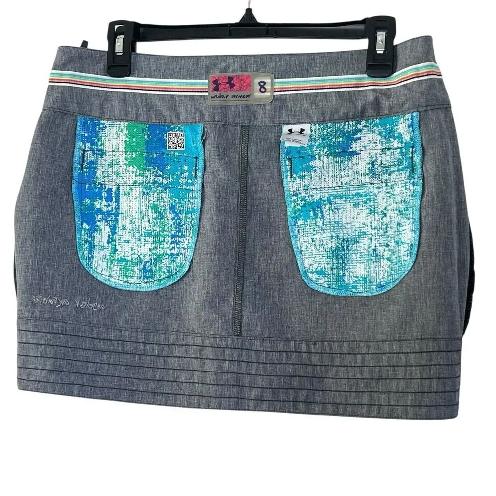 Under Armour MNT Women's Skirt Size 8 Gray Pockets Zip Golf Mini Activewear - Picture 11 of 15